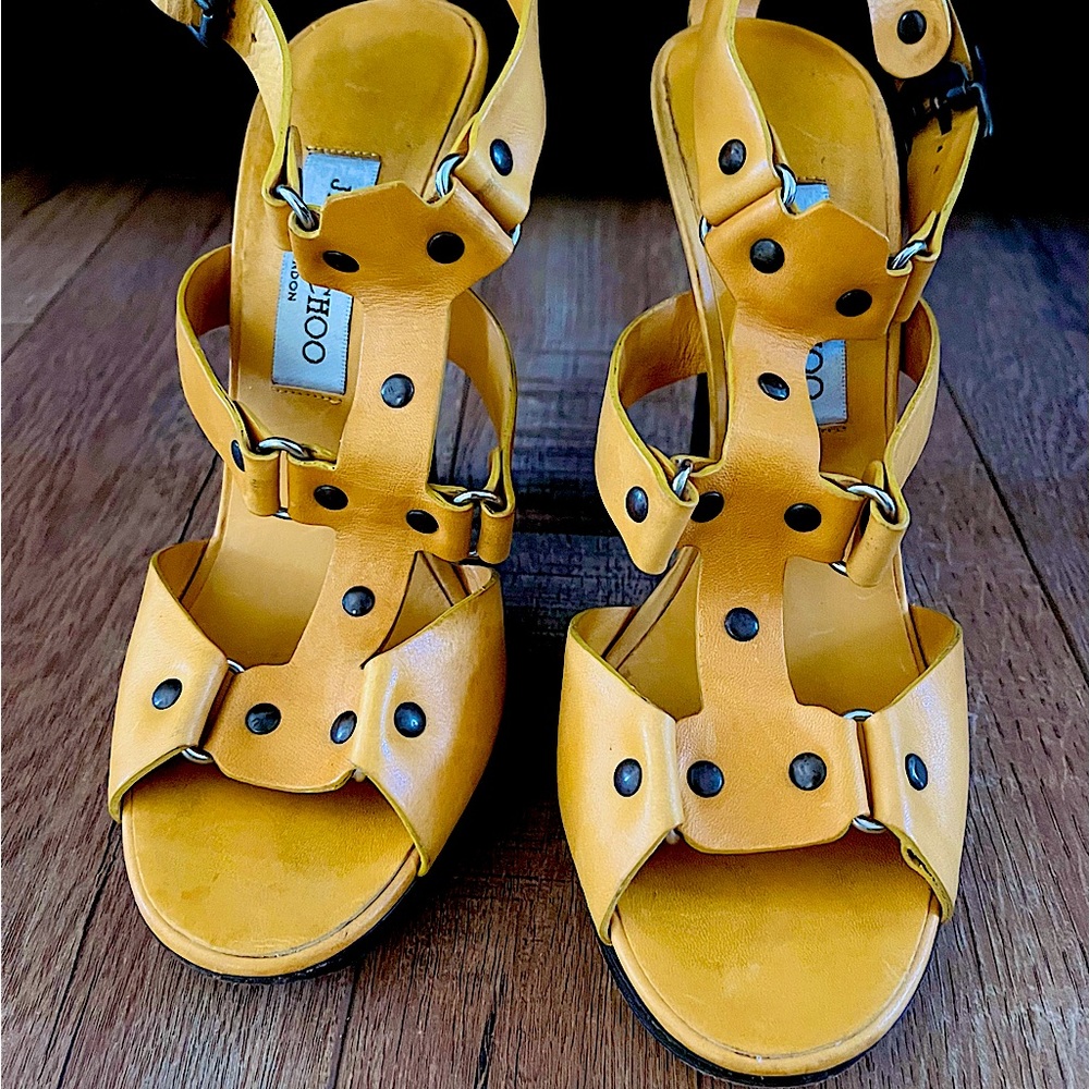 Jimmy Choo Sandals, genuine leather, 4 inch leather, worn twice